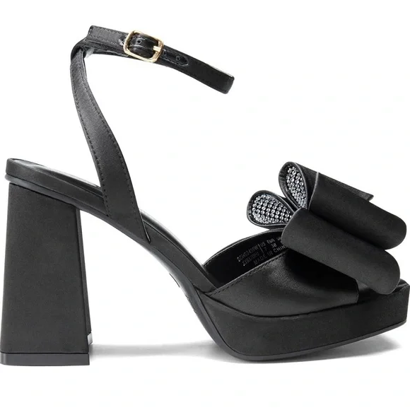Dream Pairs Black Platform Heels with Bow - Picture 3 of 5